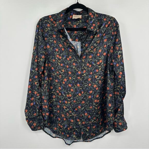 Elie Tahari | Pomegranate Relaxed Sleeve Button-Up Blouse Size Medium - Picture 2 of 7